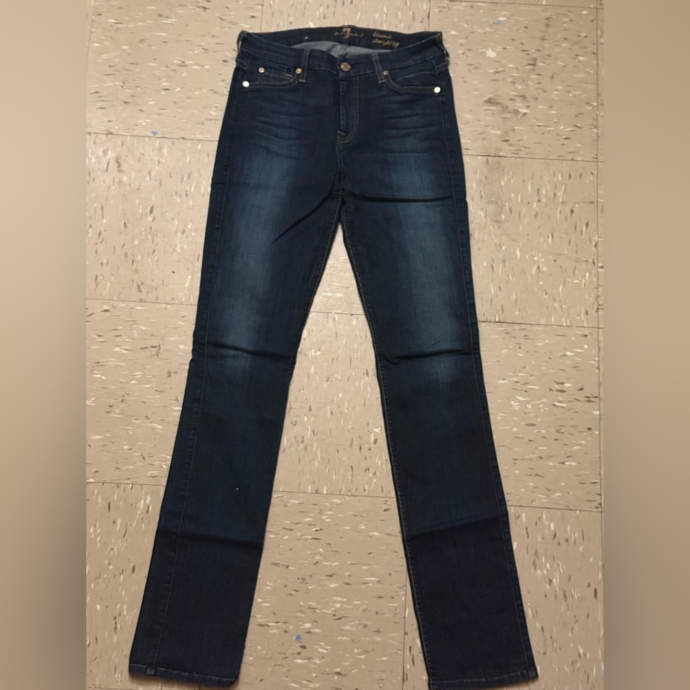 7 For All Mankind Dark Indigo Straight Leg Jeans
